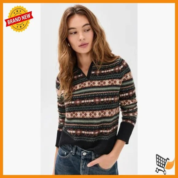 Cashmere Polo Collar Pullover Sweater Long Sleeve Classic Fit